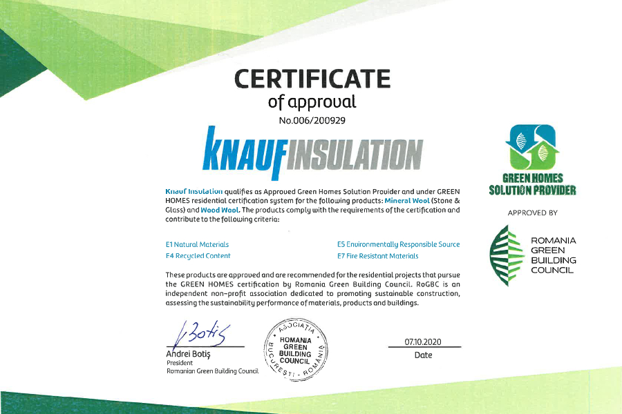 Knauf Insulation Romania, un furnizor de solutii verzi pe platforma Green Homes Solution
