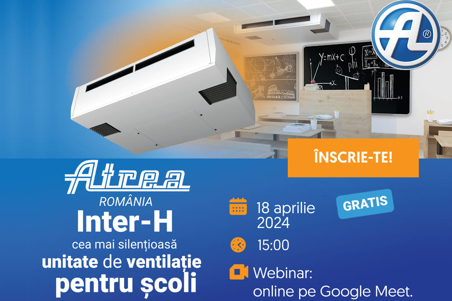 Webinar gratuit ATREA: INTER-H cea mai silentioasa unitate de ventilatie pentru scoli