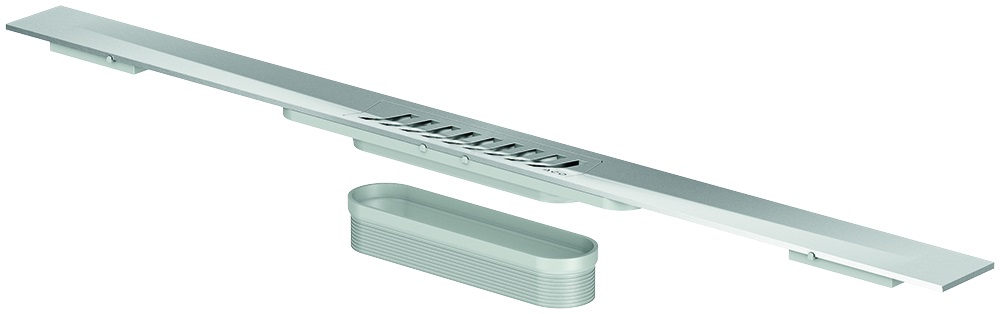 Rigola de dus ACO ShowerDrain S+ - Corp superior cu gratar Stripes din otel inoxidabil