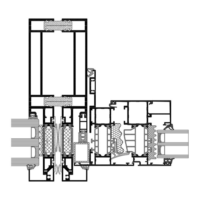 Fatada modulara Aliplast MS - Combinatie intre sistemul de ferestre GN si sistemul MS
