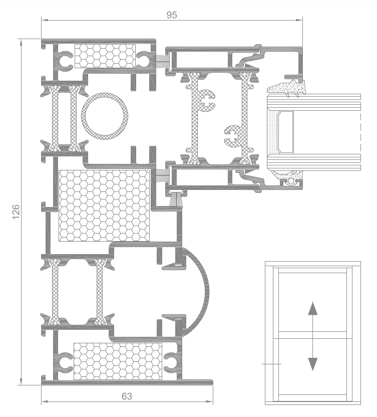 Sistem de fereastra tip ghilotina VS600, cu glisare verticala - Internal sash with vertical frame