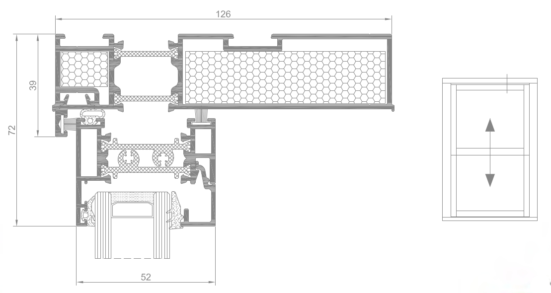 Sistem de fereastra tip ghilotina VS600, cu glisare verticala - External sash with horizontal top frame