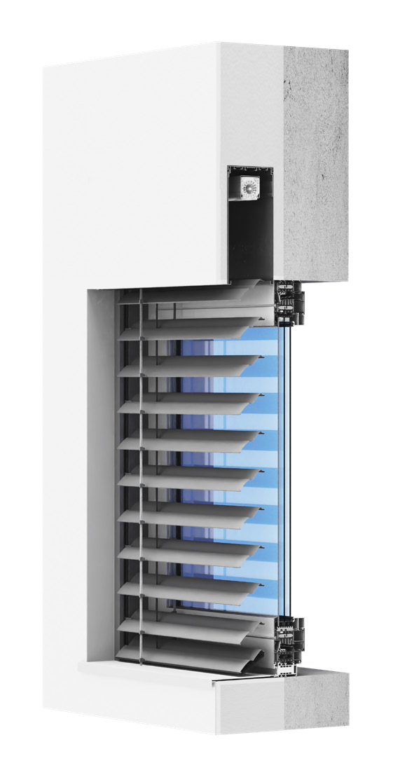 Jaluzele venetiene exterioare din aluminiu SunFas Z90 - montaj ascuns