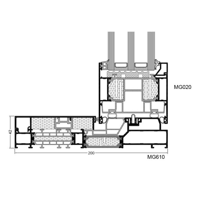 Sistem de usi glisante Inferno Monorail - sectiune prag Inferno Monorail si aripa (MG610 + MG020)
