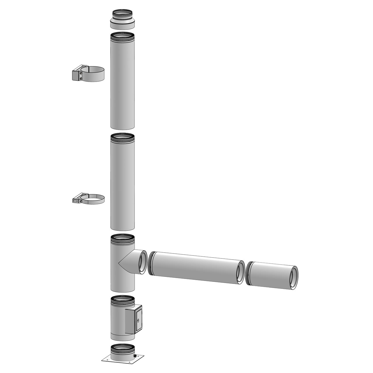 Sistem de cos de fum din otel inoxidabil cu trei straturi Almeva DW25 MATT