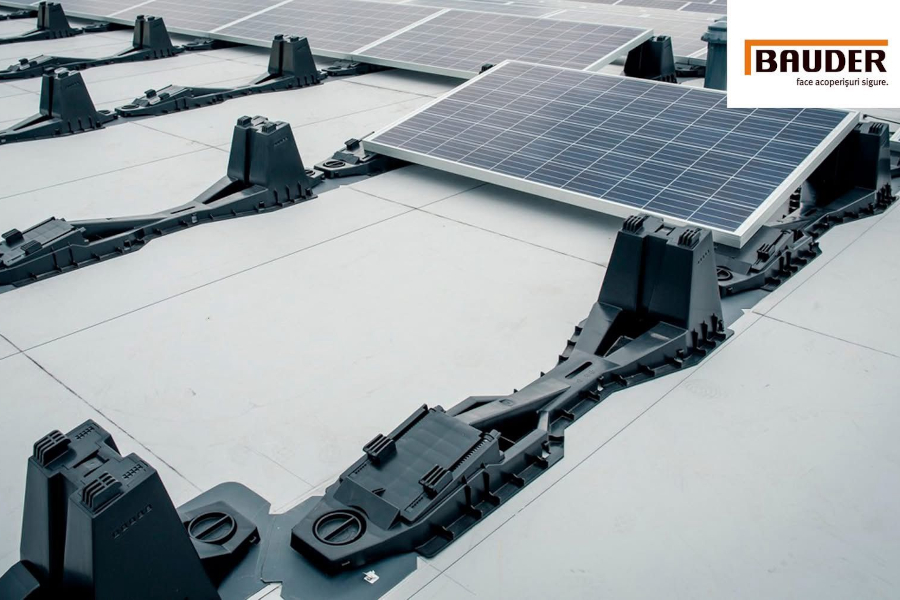 BauderSOLAR F XL – Solutia ideala pentru montarea panourilor fotovoltaice pe acoperisuri plate