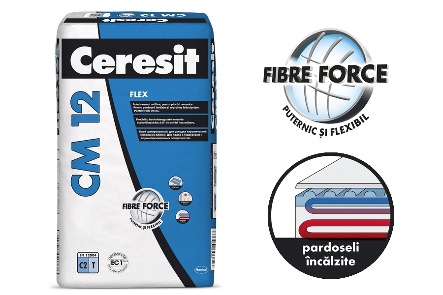 Ceresit CM 12 – adeziv flexibil armat cu fibre pentru placari ceramice