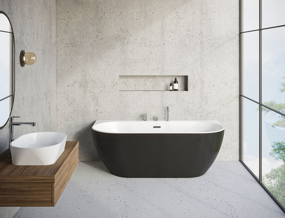 Cada freestanding Freedom W - Baie RAVAK in alb si negru - Sfaturi + modele pentru o amenajare inspirata Cada freestanding Freedom W - Baie RAVAK in alb si negru - Sfaturi + modele pentru o amenajare inspirata