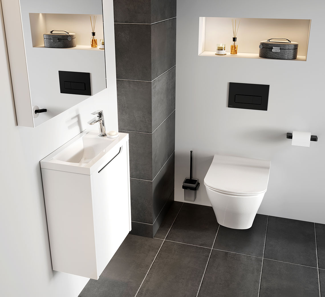 Accesorii de baie 10° - Baie RAVAK in alb si negru - Sfaturi + modele pentru o amenajare inspirata Accesorii de baie 10° - Baie RAVAK in alb si negru - Sfaturi + modele pentru o amenajare inspirata
