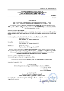 Placi termoizolante rigide din poliuretan BACHL PIR MV - Certificat de conformitate privind rezistenta la foc - certificat