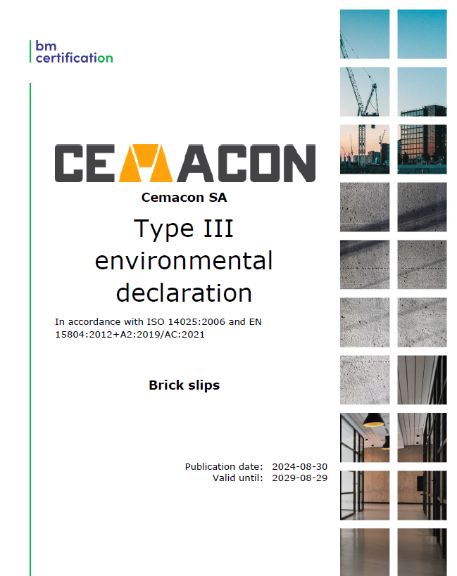 Certificarea EPD inscrie CEMACON in liga marilor producatori europeni responsabili - Cerificare caramida aparenta