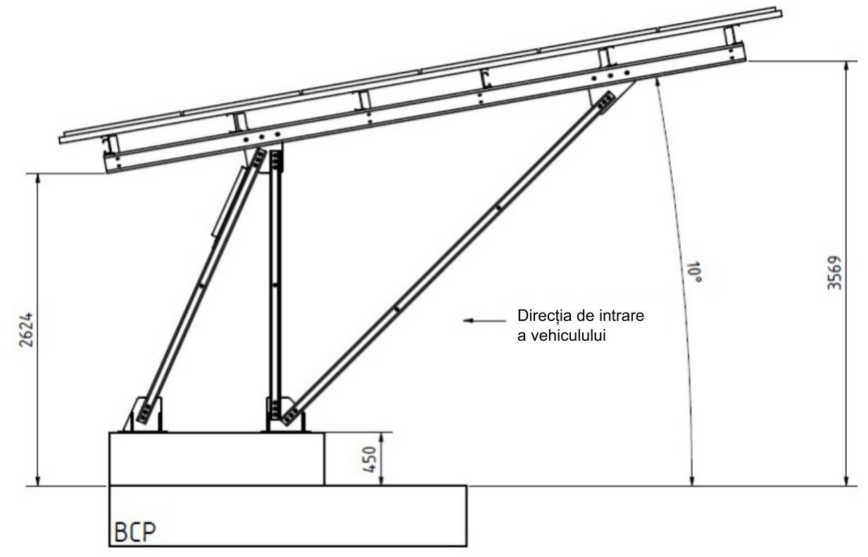 Sistem de montaj pentru panouri fotovoltaice tip parcare Carport BCP