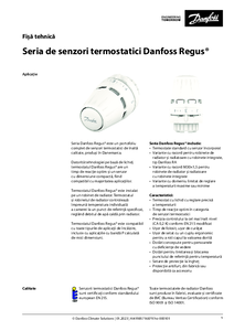 Termostat mecanic pentru calorifere Danfoss Regus™ - fisa tehnica