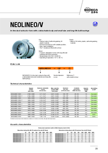 Ventilatoare de tubulatura in line NEOLINEO - fisa tehnica