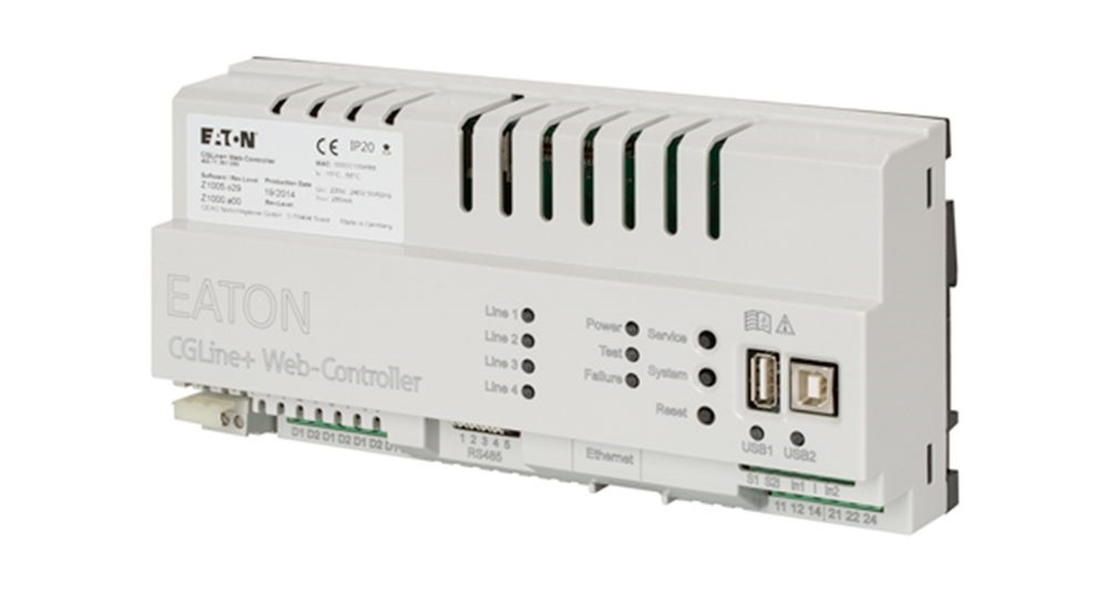 Sistem autonom de testare si monitorizare Eaton CGLine+ Sistem autonom de testare si monitorizare Eaton CGLine+ controler web pentru instalare pe sina DIN