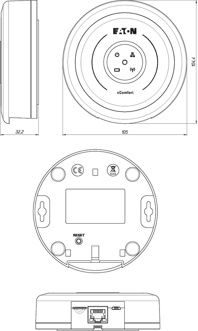 Controler Eaton xComfort Bridge - dimensiuni