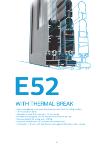 Sistem glisant - profile aluminiu cu bariera termica E52 - fisa tehnica