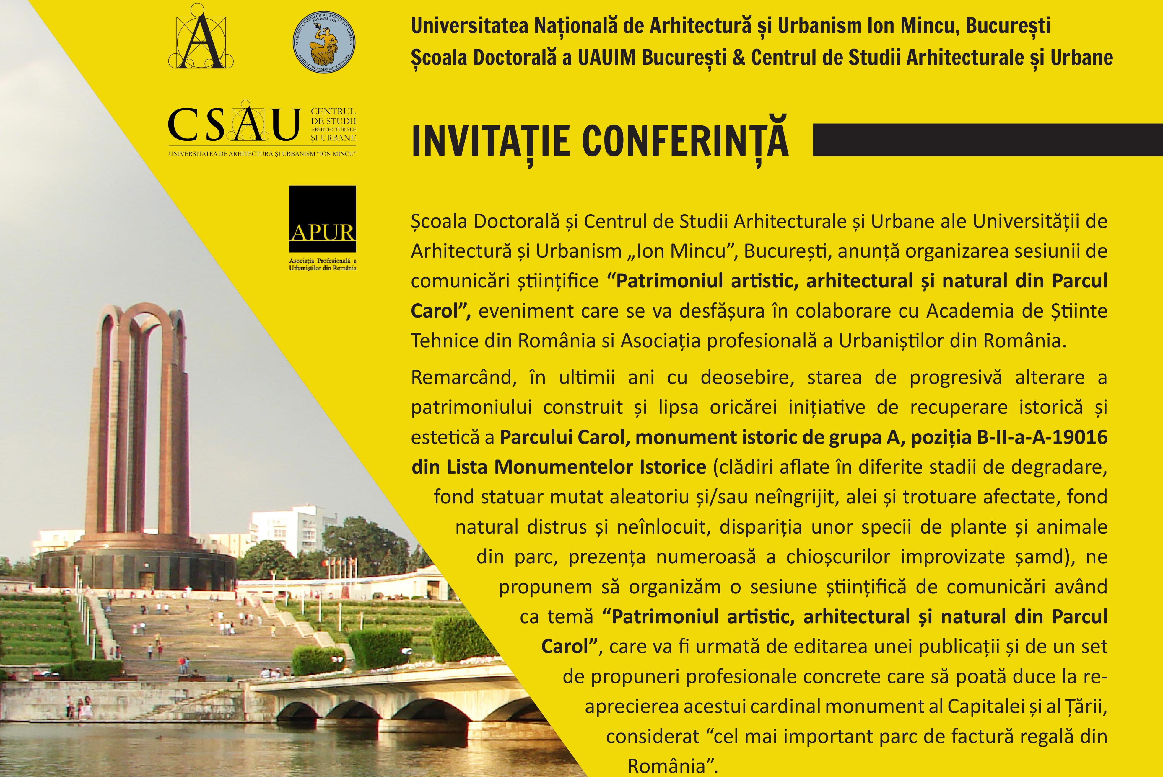 Conferinta "Patrimoniul artistic, arhitectural si natural din Parcul Carol"