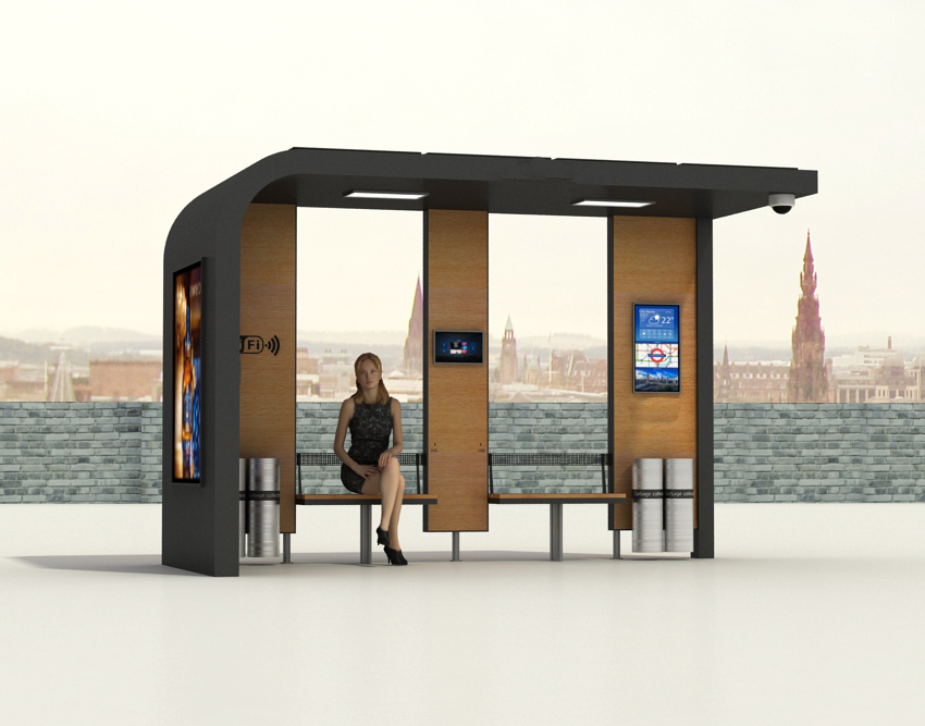 Statie de autobuz cu incarcare solara Exe Holding