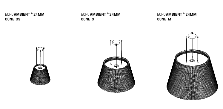 Corpuri de iluminat cu absortie acustica EchoJazz - Gama EchoAmbient® CONE