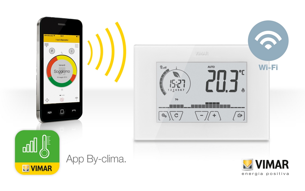 Termostat Vimar cu Wi-Fi pentru controlul climatizarii