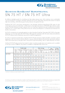 Sticla SunGuard® SuperNeutral® SN 75 HT / SN 75 HT Ultra - fisa tehnica
