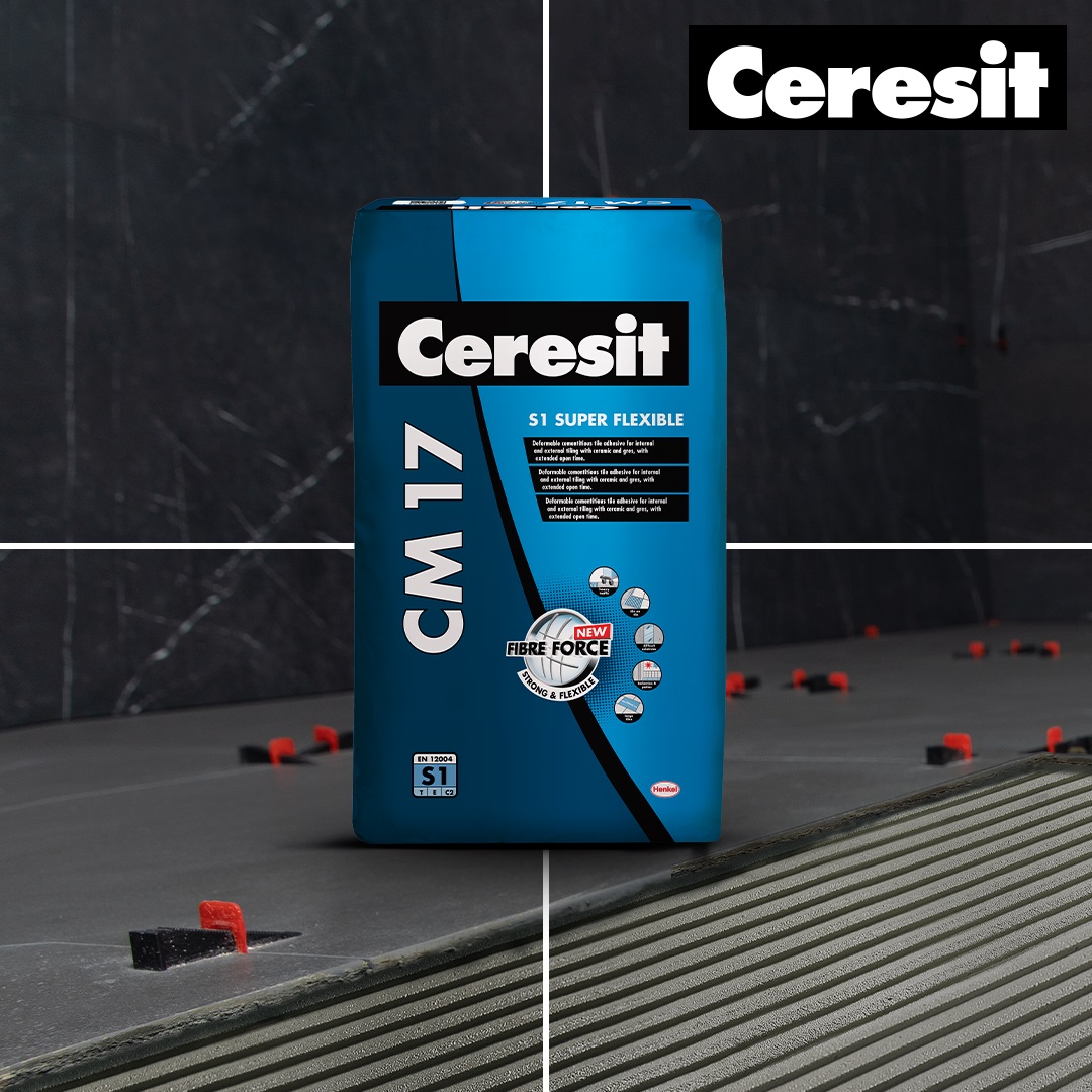 Ceresit CM 17 - Adeziv super flexibil de culoare gri pentru placari ceramice si din piatra naturala