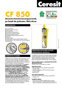 Ancora chimica bicomponenta Ceresit CF 850 - fisa tehnica