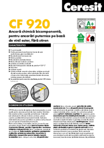 Ancora chimica bicomponenta Ceresit CF 920 - fisa tehnica