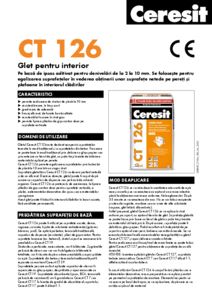 Ceresit CT 126 - Glet pentru interior pe baza de ipsos - fisa tehnica