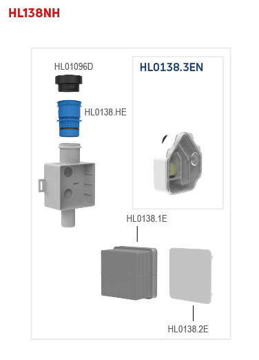Sifon ingropat in perete pentru condens prevazut cu adaptor igienic HL138NH