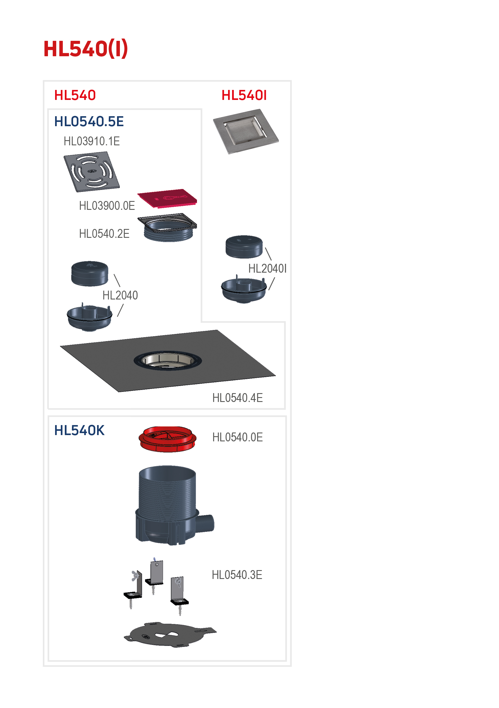 Sifon pentru dus HL540 Primus Drain - Lista componente