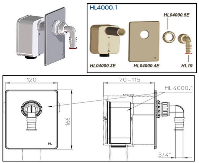 Sifon ingropat HL4000 pentru masina/masini de spalat sau lavoar