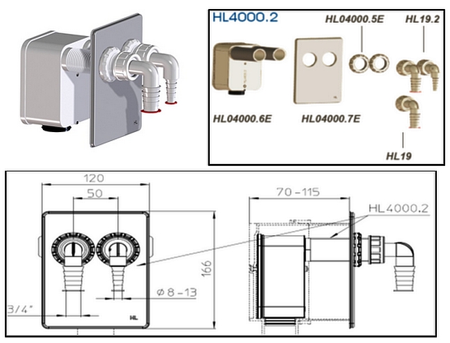 Sifon ingropat HL4000 pentru masina/masini de spalat sau lavoar