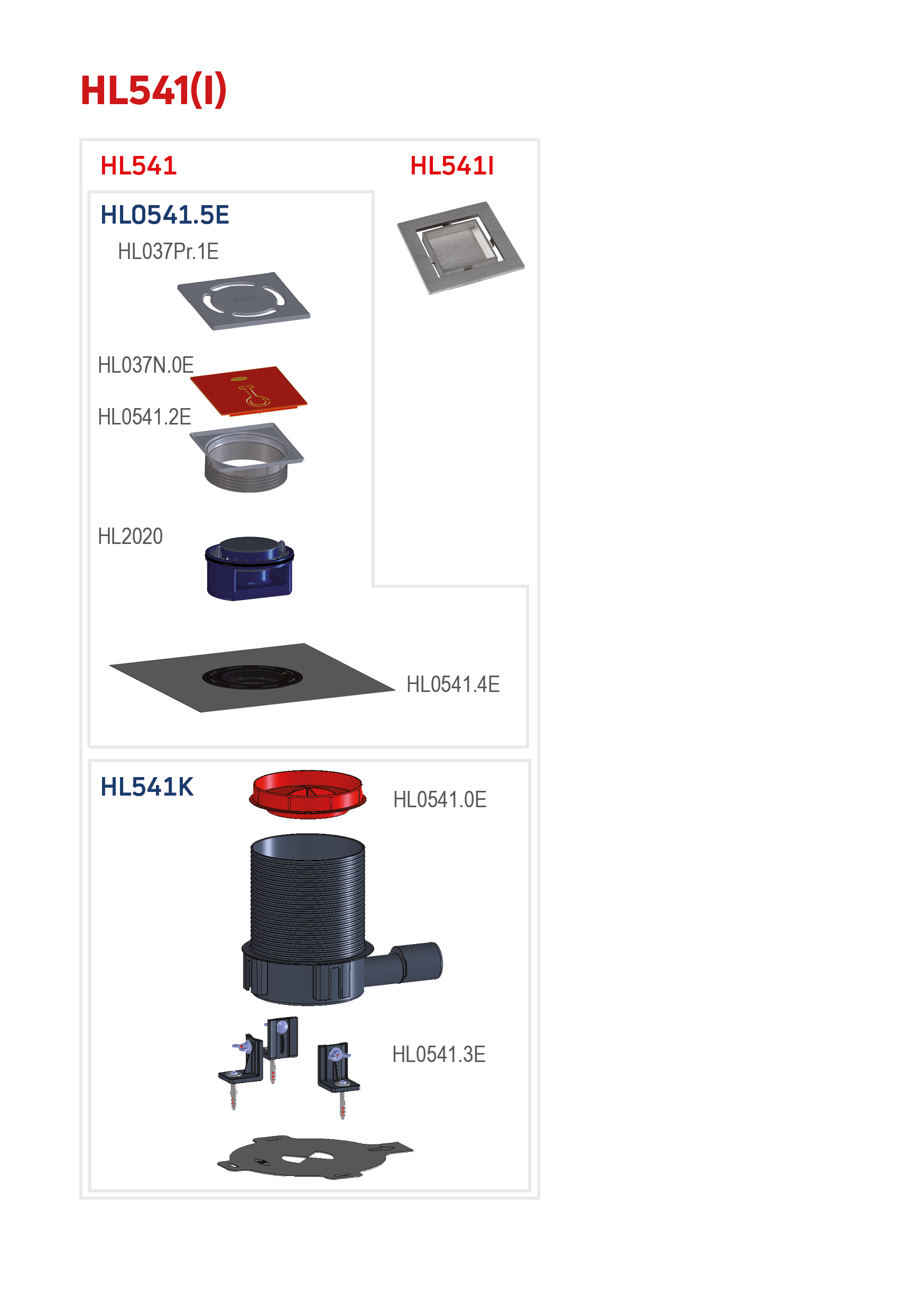 Sifon pentru dus HL541 Primus blue - Lista de componente