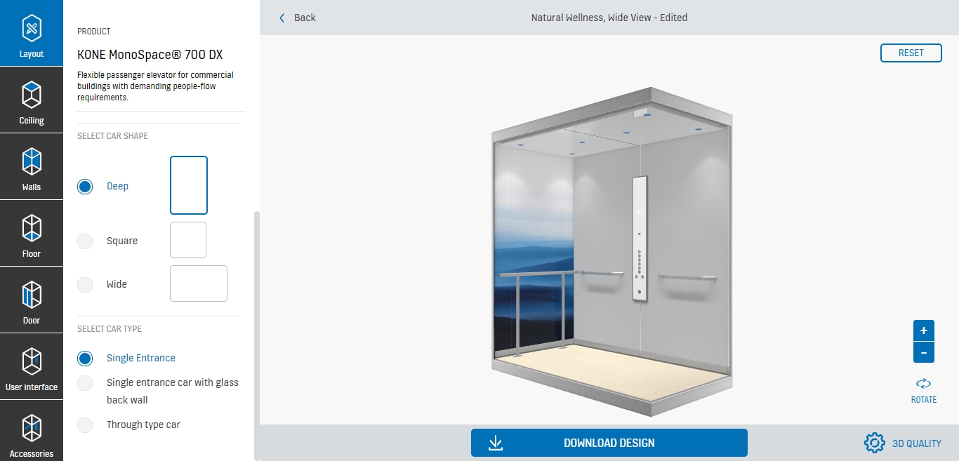 Programe configurare produse Kone Car Designer