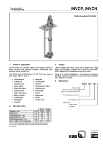 Pompa verticala cu coloana KSB ITUR seriile INVCP / INVCN pentru rezervoare - fisa tehnica