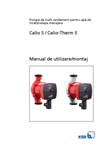 Pompe de circulatie Calio S<BR>
Manual de utilizare si montaj - instructiuni de montaj