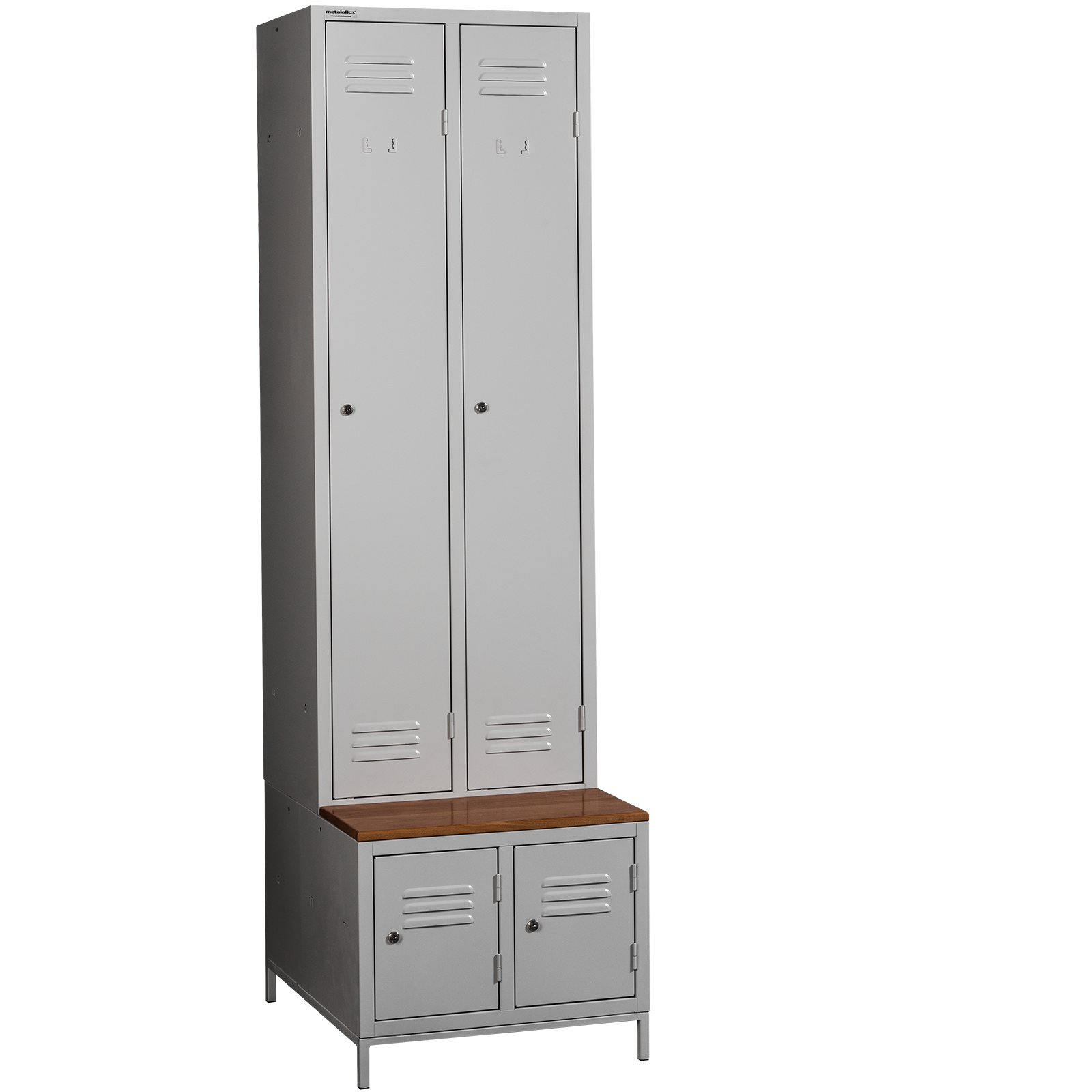 Dulapuri pentru vestiar cu banca si compartiment pantofi metaloBox Plus 2