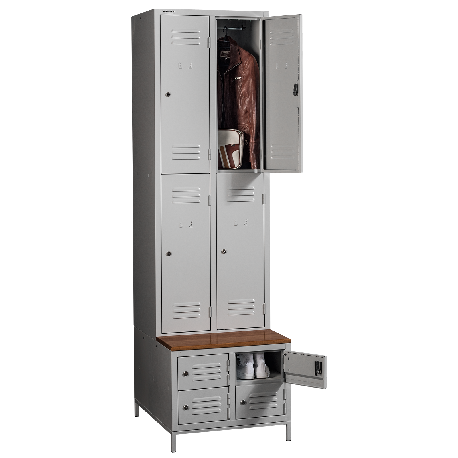 Dulapuri pentru vestiar cu banca si compartiment pantofi metaloBox Plus 2/4