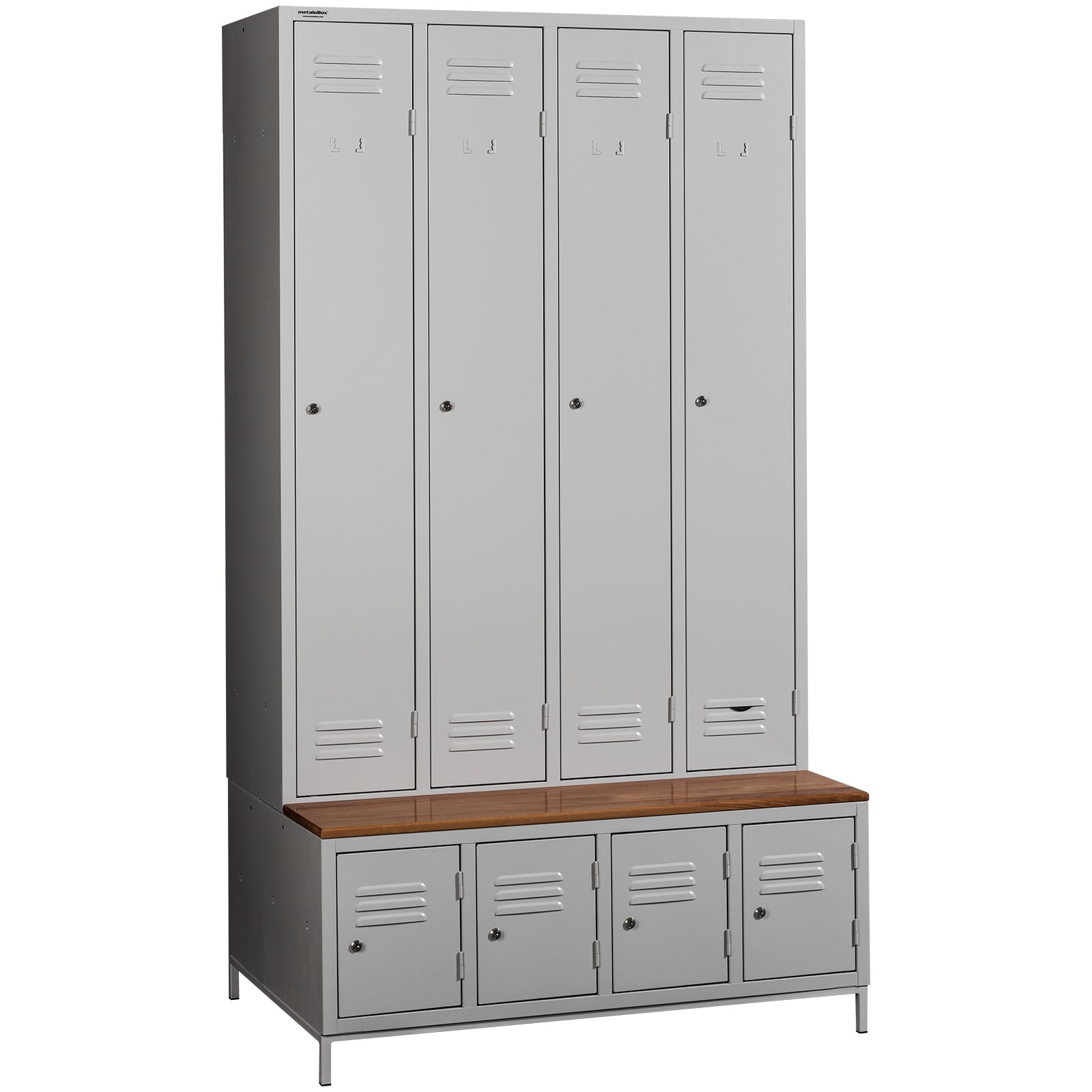 Dulapuri pentru vestiar cu banca si compartiment pantofi metaloBox Plus 4