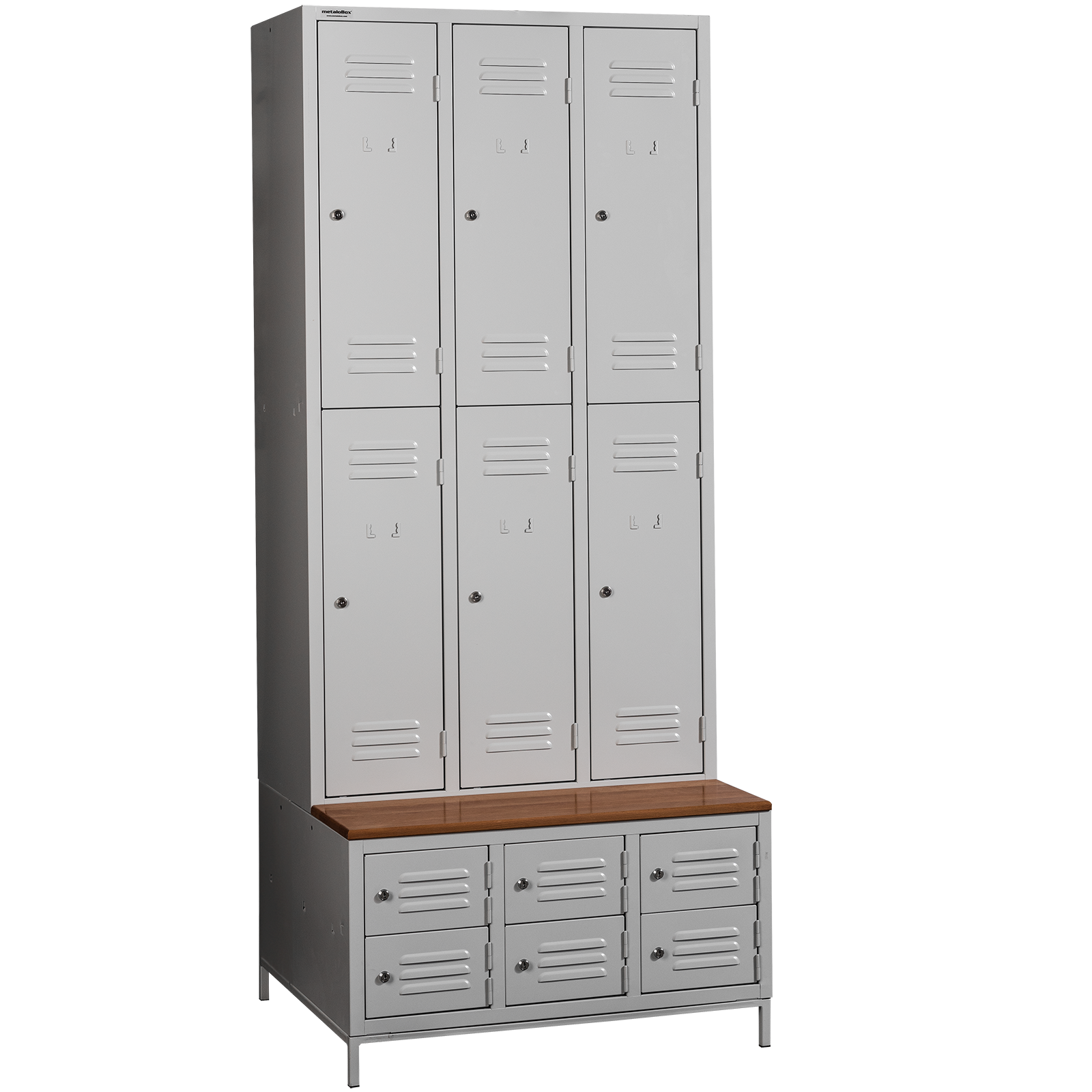 Dulapuri pentru vestiar cu banca si compartiment pantofi metaloBox Plus 3/6/400