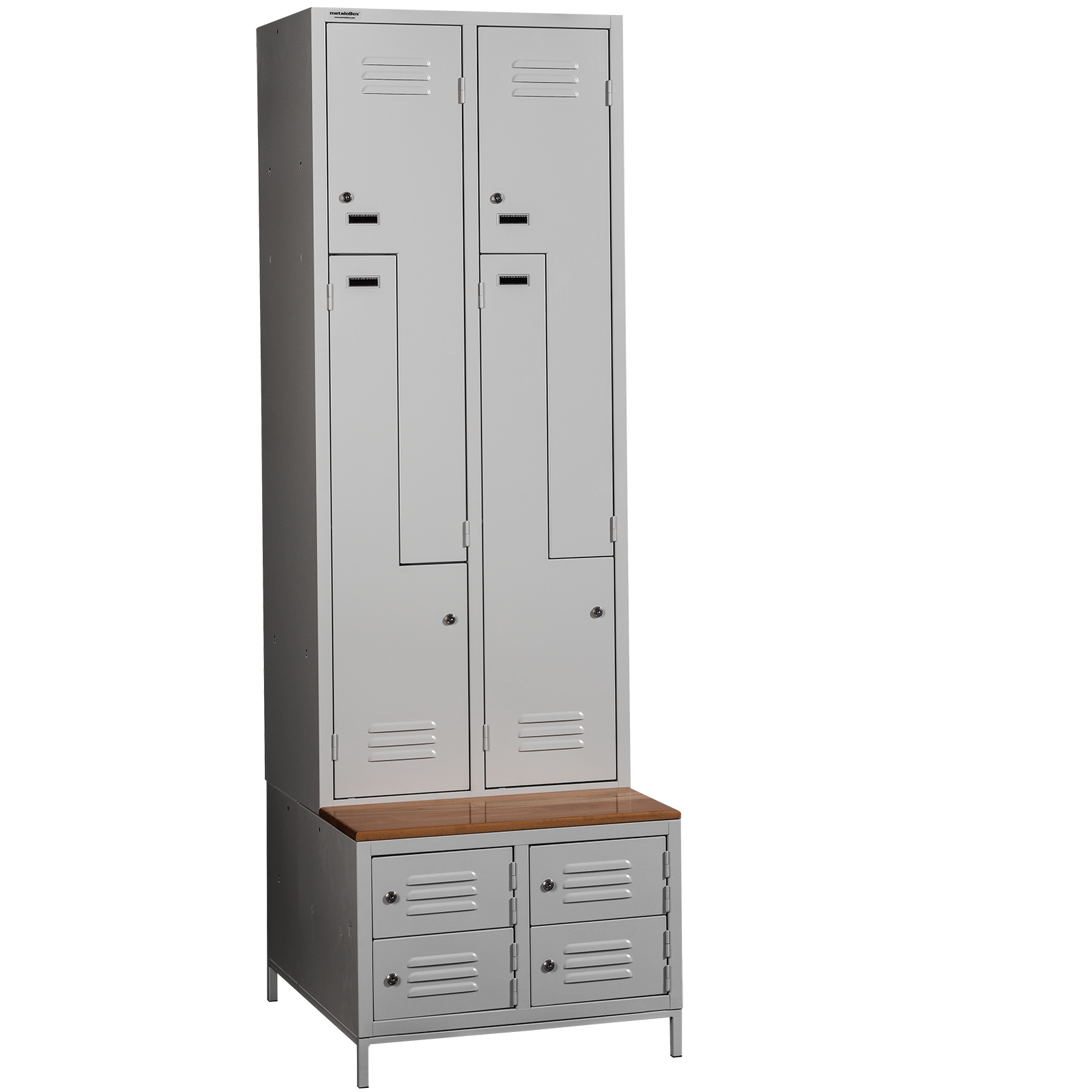Dulapuri pentru vestiar cu banca si compartiment pantofi metaloBox Plus Z4