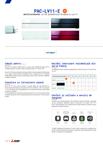 Unitati interioare de tip design cu kit LEV - PAC-LV11-E - prezentare detaliata