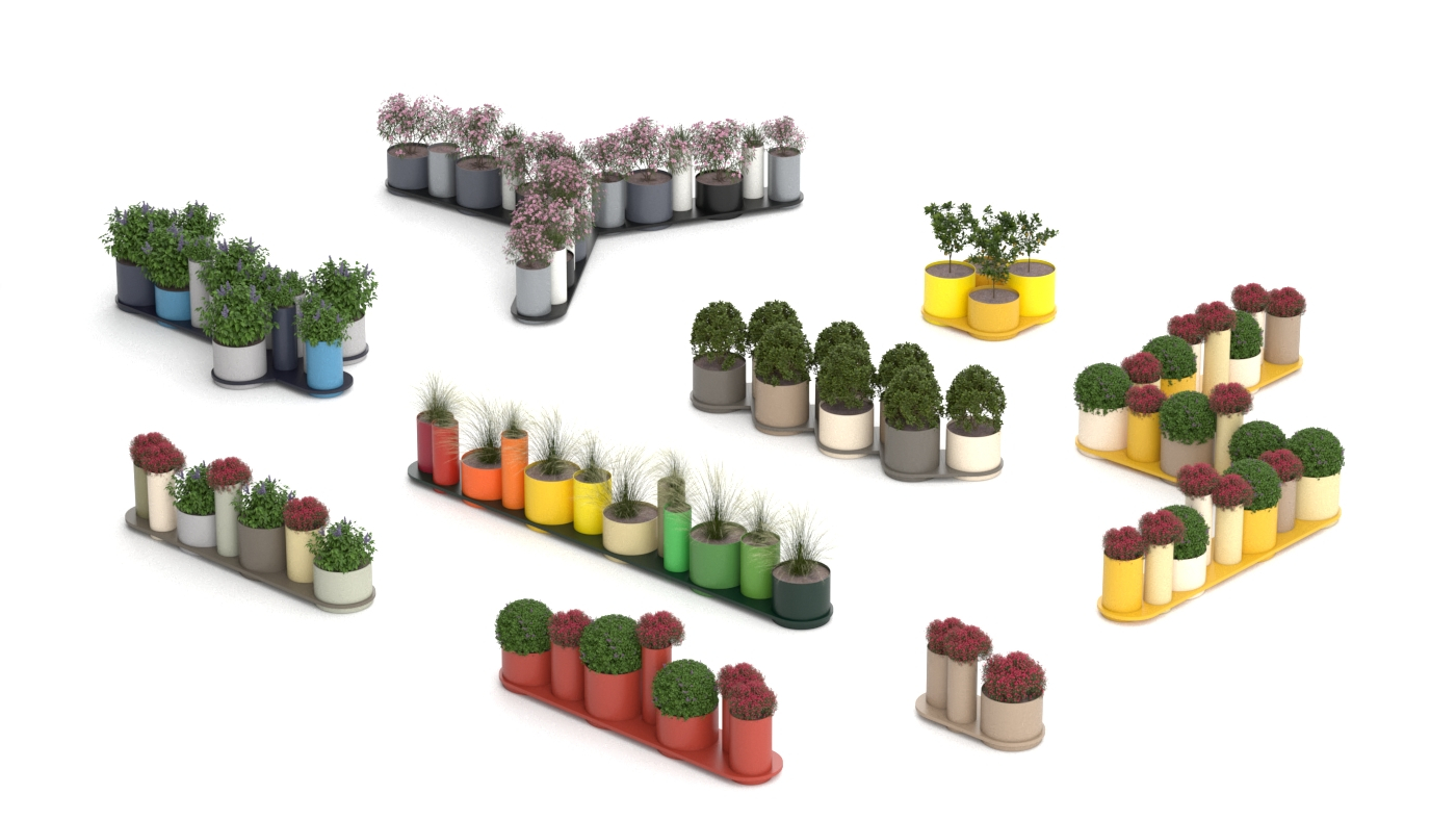Sistem modular de ghivece de flori mmcité Polys