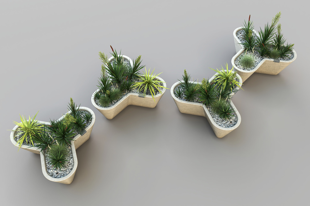 Jardiniere imprimate 3D din beton mmcité Typo	