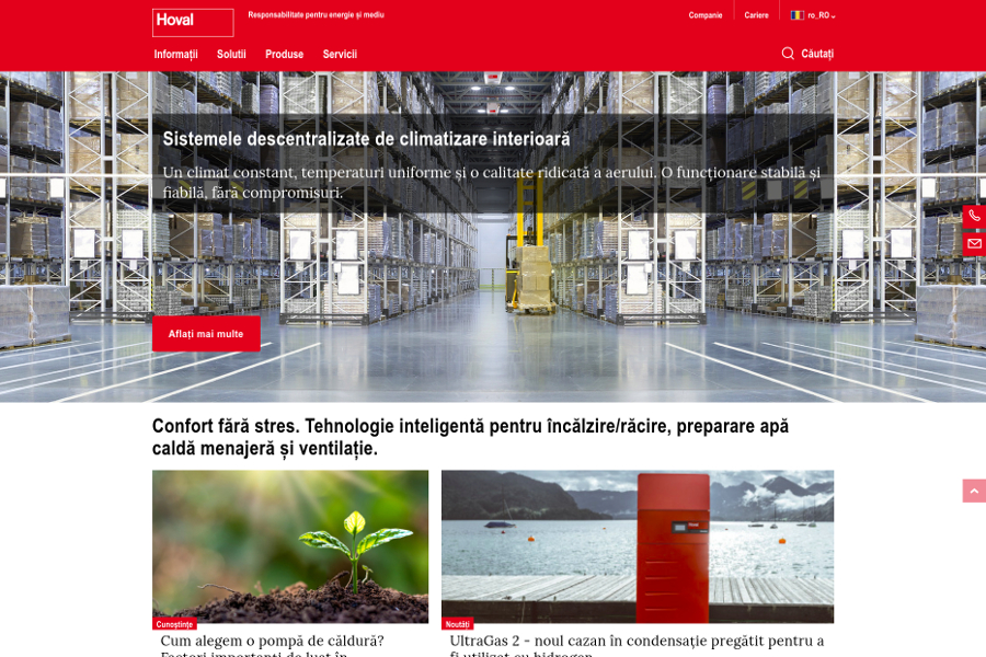 Noul website Hoval e live: O experienta digitala completa si actualizata