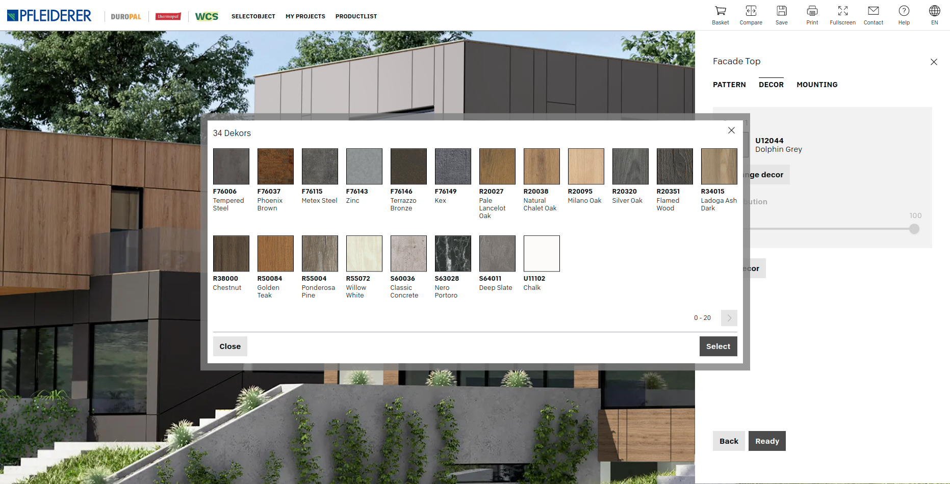 Pfleiderer’s online façade configurator