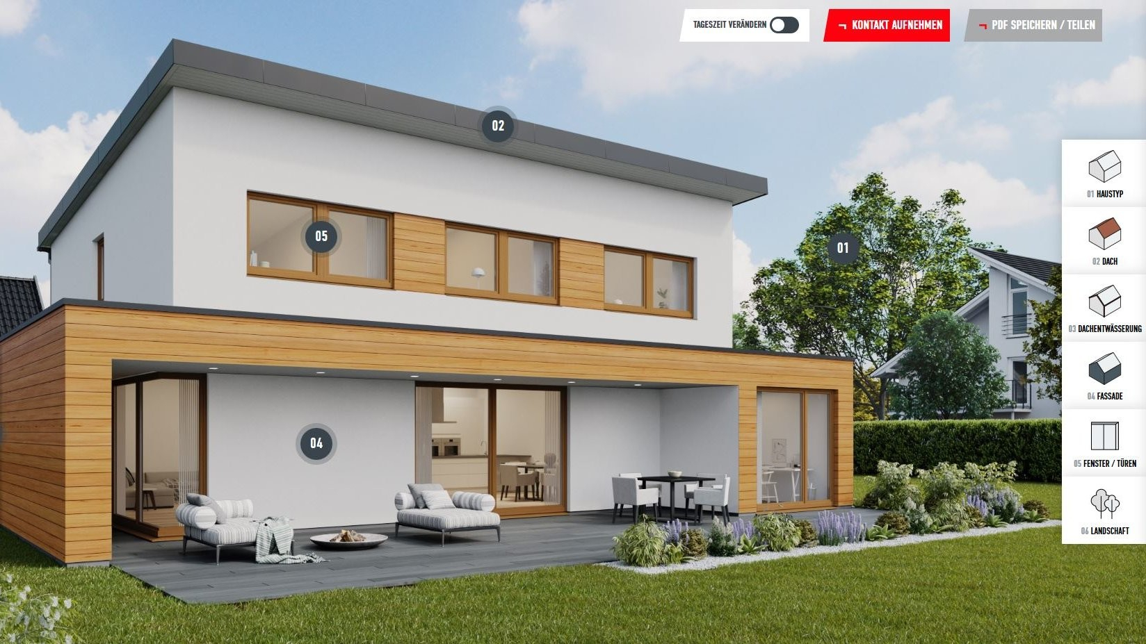 The PREFA configurator for roof and façade - Exemplary configuration detached house mono-pitched roof