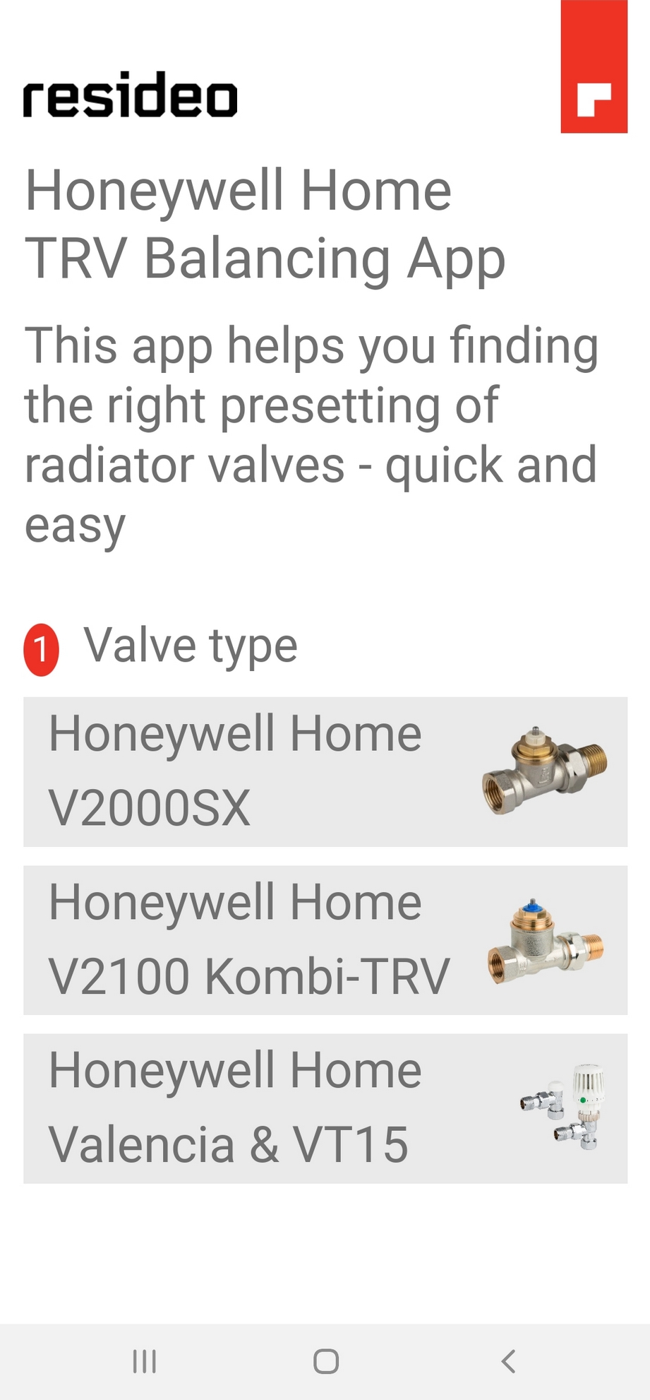 Aplicatia Honeywell Home TRV-Balancing pentru setarea robinetilor termostatici